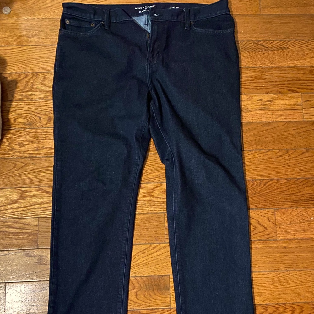 Banana Republic Slim Luxe Traveler Jean, Dark Wash, 36x32